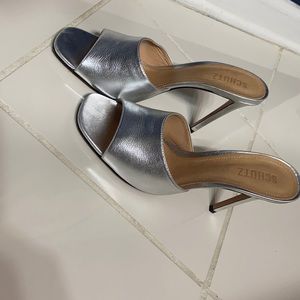 Silver Schutz Mule Heels
